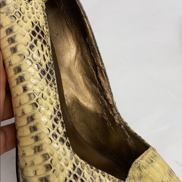 Aldo Sz 38 Beige Gray Snakeskin Peep Toe Pumps - Picture 10 of 13